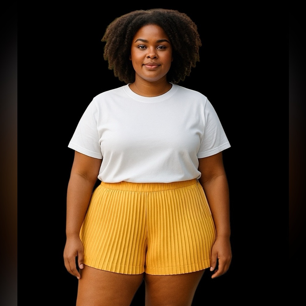 A New Day Pull On‎ Elastic Waist Orange Pleated Ruffle Shorts NWT Plus Size 2X